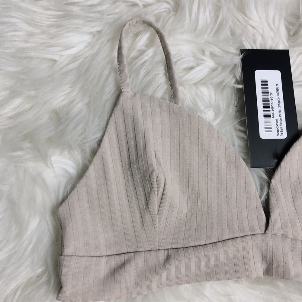 Mocha Oatmeal Brown Ribbed Bralette Crop Top