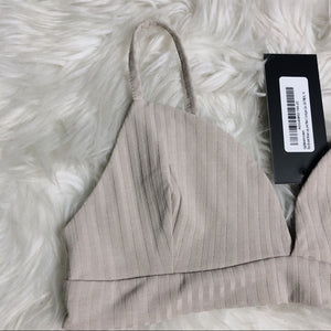 Mocha Oatmeal Brown Ribbed Bralette Crop Top