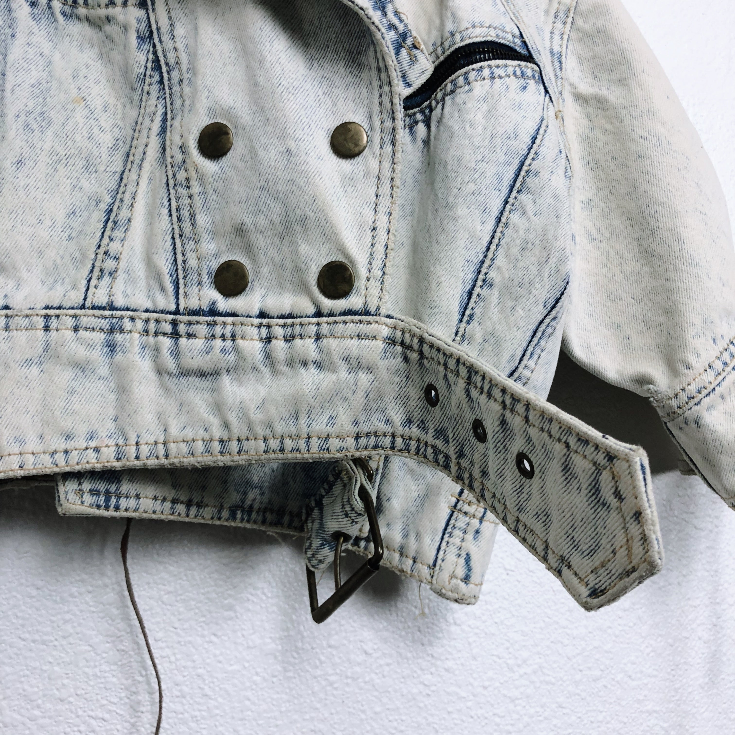 Vintage 80s Wooza Cropped Acid Wash Denim Jacket