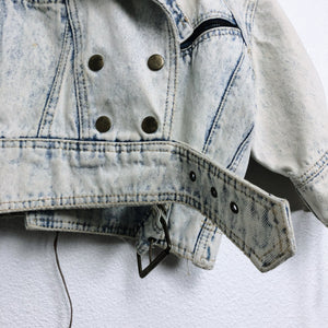 Vintage 80s Wooza Cropped Acid Wash Denim Jacket