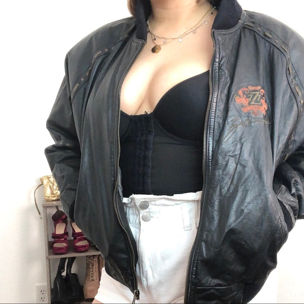 Z. Cavaricci Black Vintage Leather Jacket