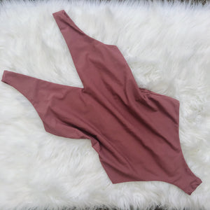 Burgundy V Neck Bodysuit