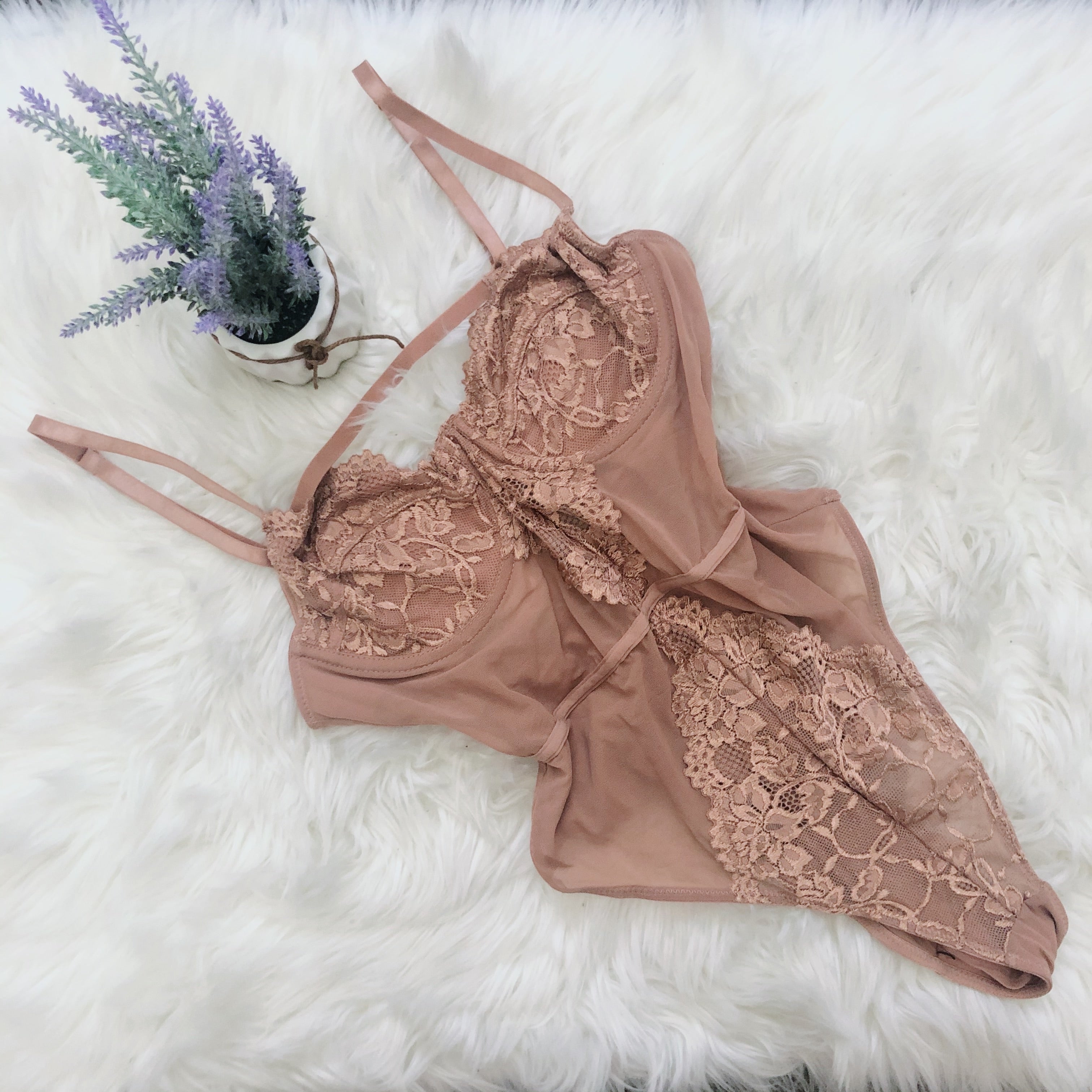 Beige Lace Bodysuit