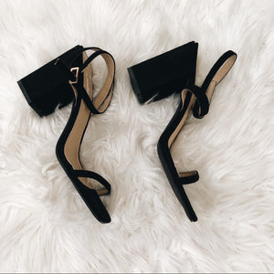 Nasty Gal Open Black Toe Strappy Sandle Heels