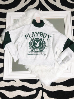 New With Tags Playboy Missguided Green And Gray Long Sleeve Turtle Neck Crewneck Sweater