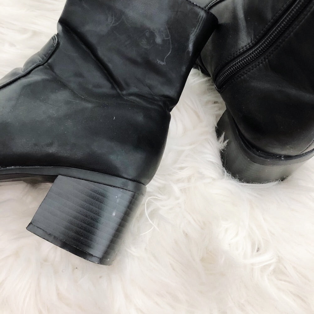 Always Hustling Black Ankle Square Chunky Heeled Boots