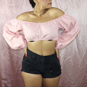 Balloon Blush Off The Shoulder Nasty Gal Crop Top