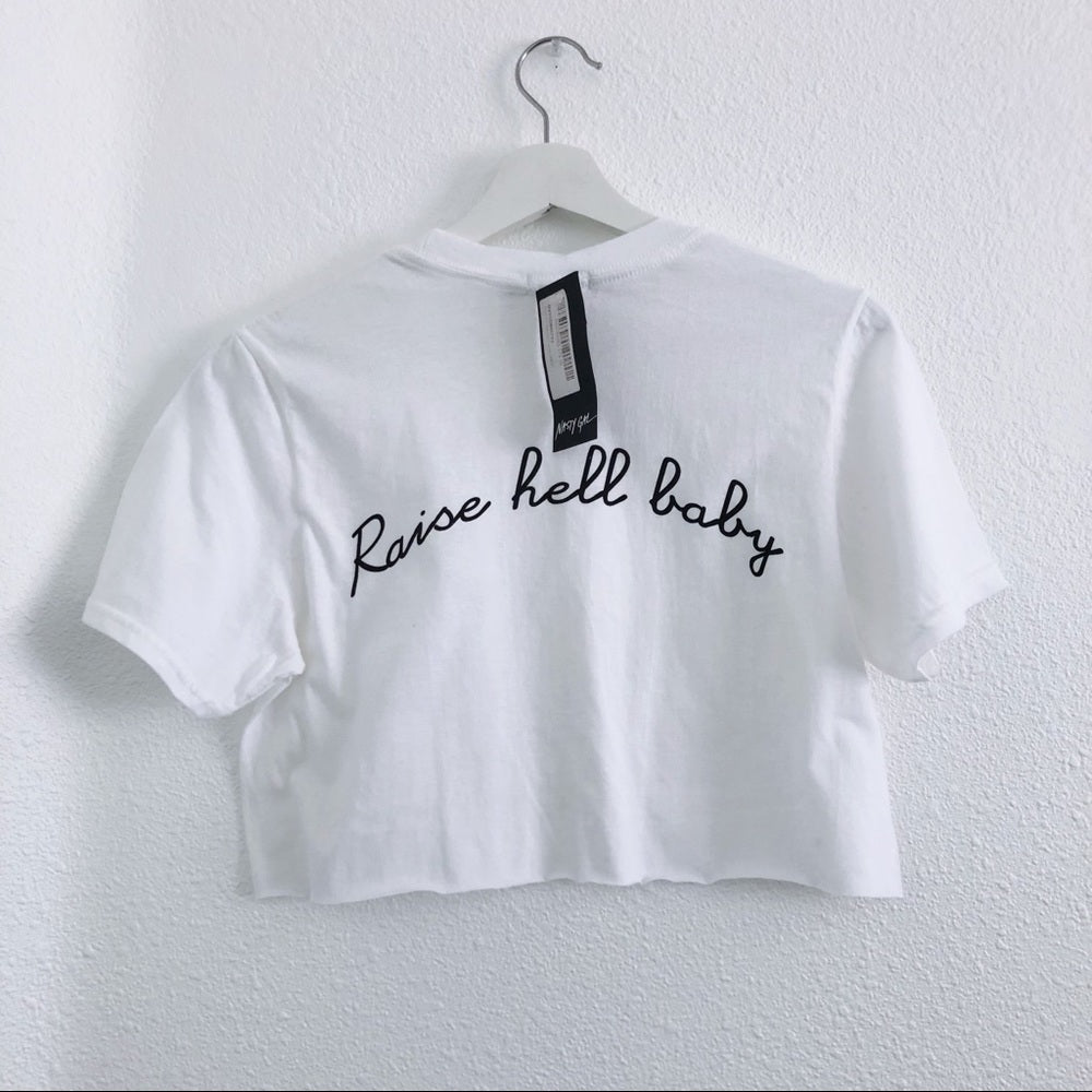 Raise Hell Baby Nasty Gal White Crop Top