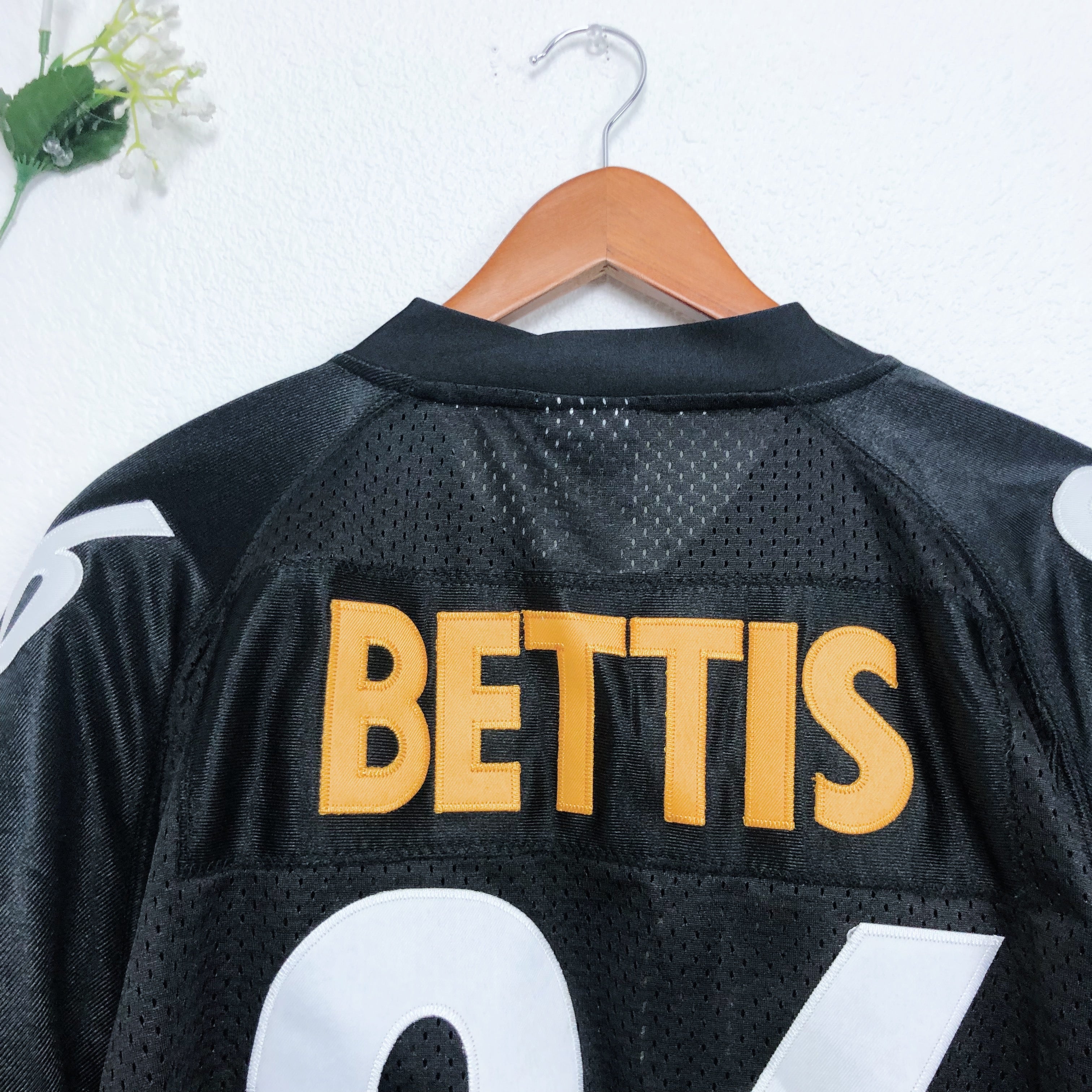 NFL Onfield Reebok Bettis 36 Steelers Black and Yellow Football  Jersey