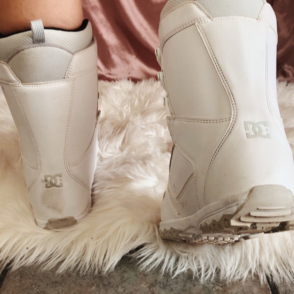 White and Gray DC Ski Boots