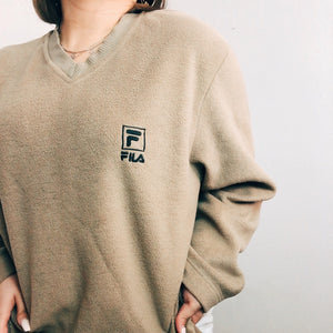 Unisex Fila Tan Vintage Crewneck Sweater