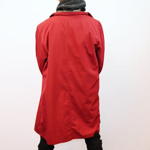 Unisex Contrast Trim Hooded Midweight Merlot Red 2XL Raincoat Jacket