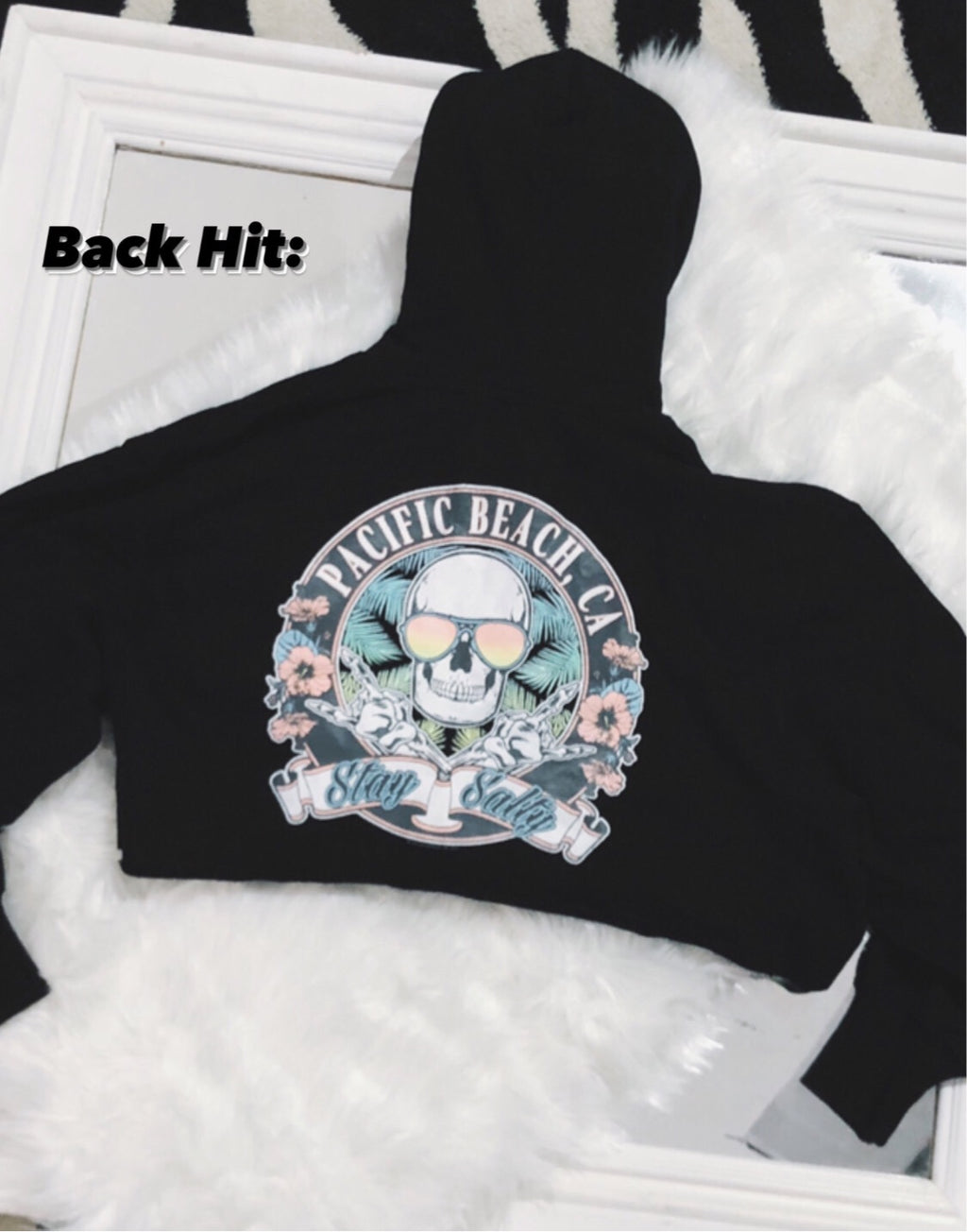 Brand New With Tags Black Cropped Pacific Beach California Ultra Soft Cropped Hoodie