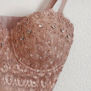 Gem Pink Windsor Rhinestone Brassiere Crop Top