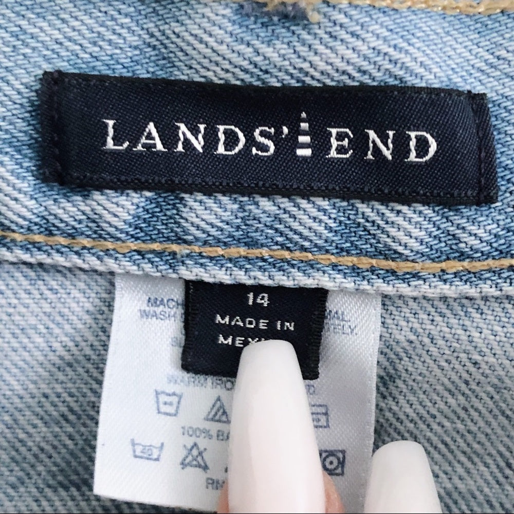 Lands End High Waisted Denim Distressed Shorts