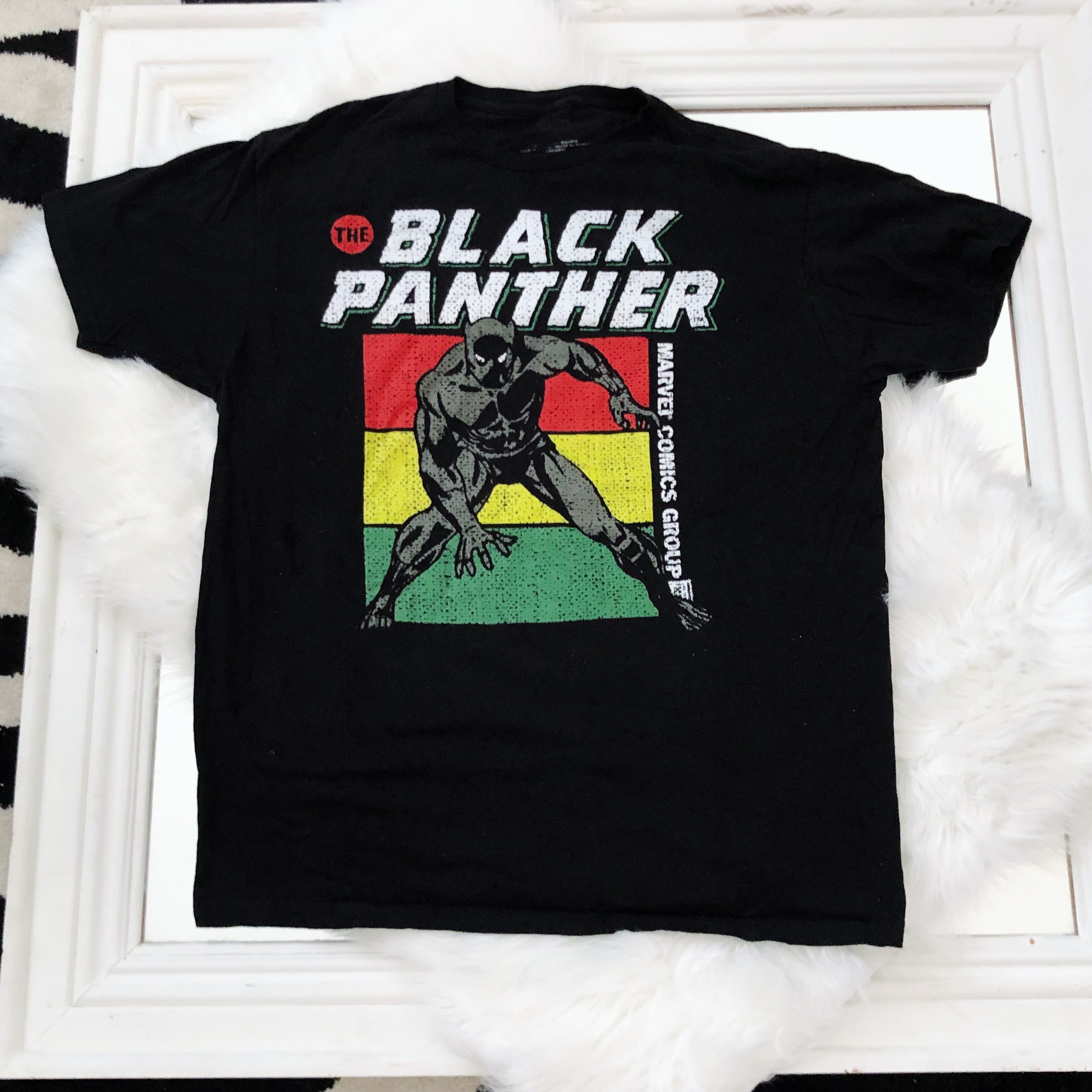 The Black Panther Vintage Comic Graphic Black Short Sleeve T-Shirt