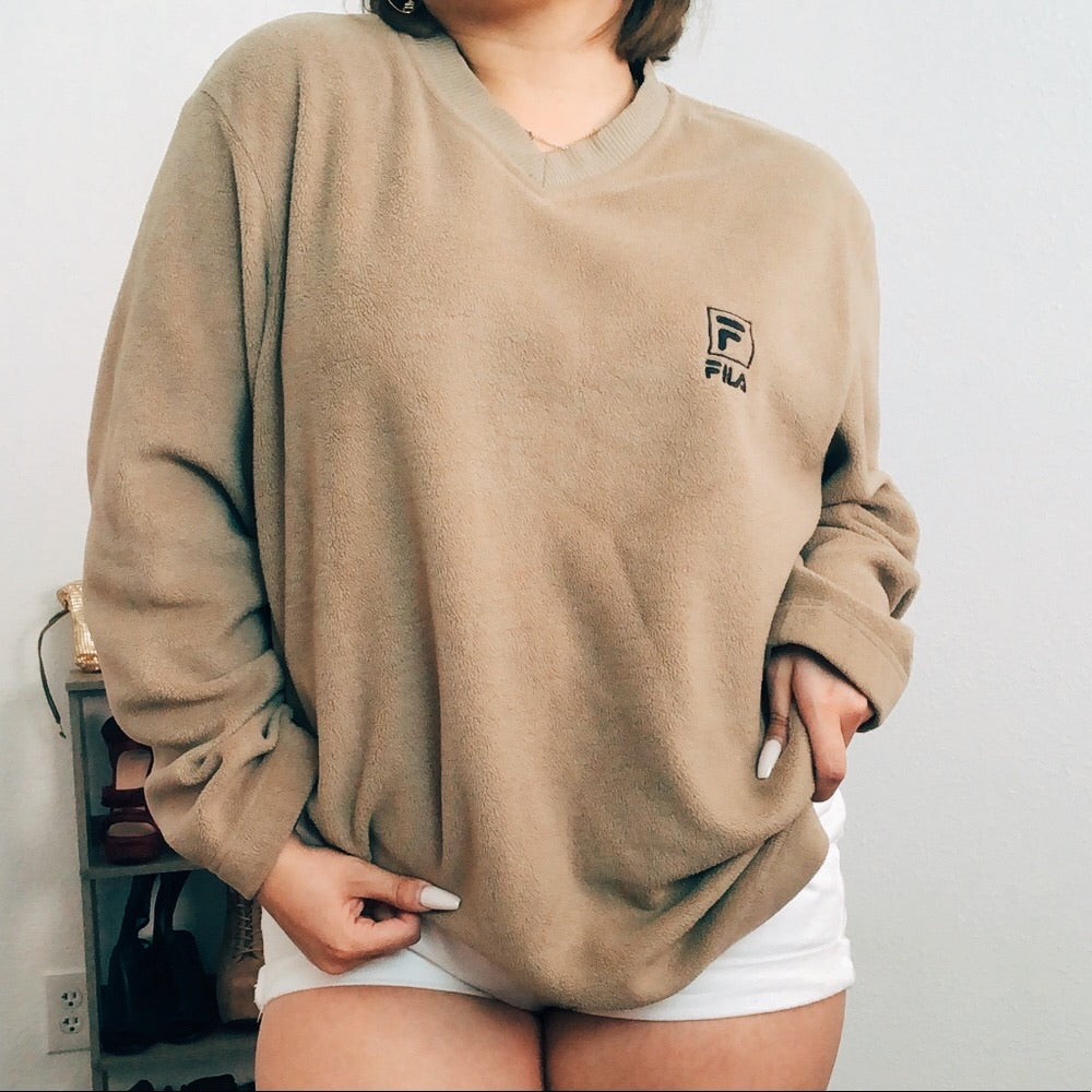 Unisex Fila Tan Vintage Crewneck Sweater