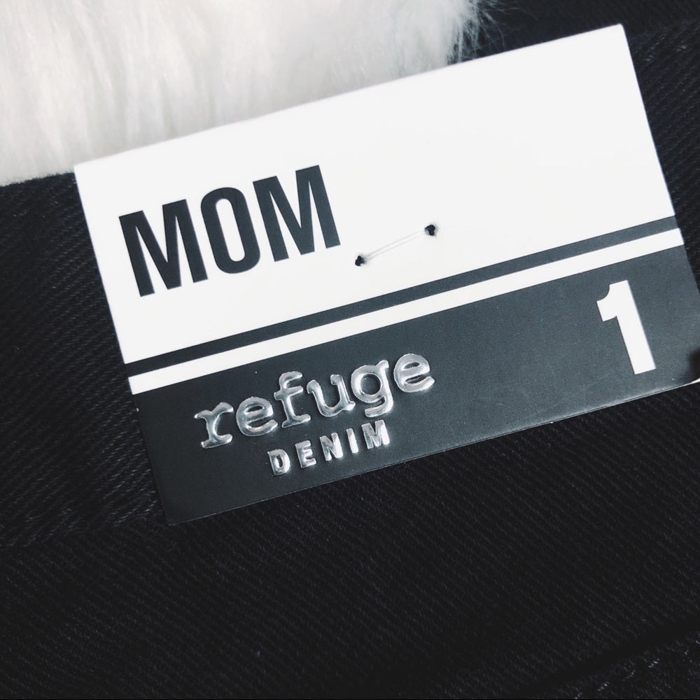 Refuge Black Distressed Denim Mom Pants