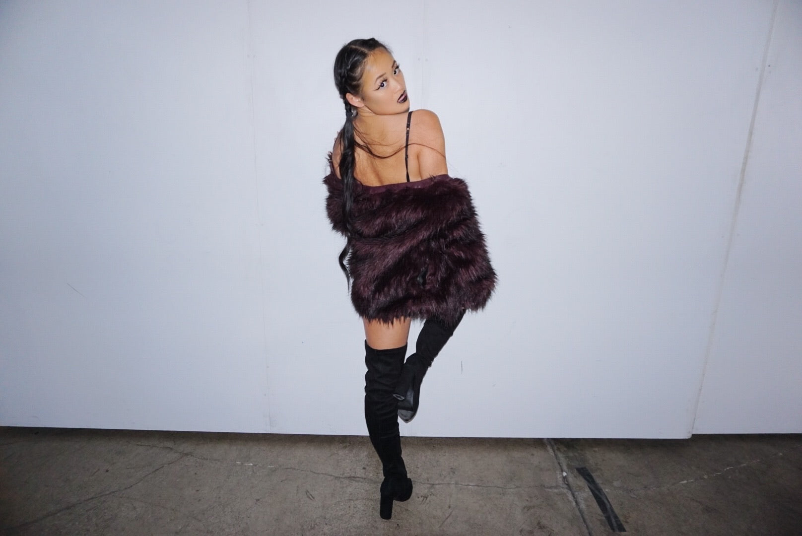 Don’t Even Think About It Dark Burgundy Faux Fur Jacket