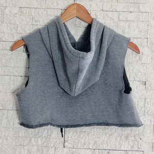 Gray Sleeveless Cropped Active Hoodie