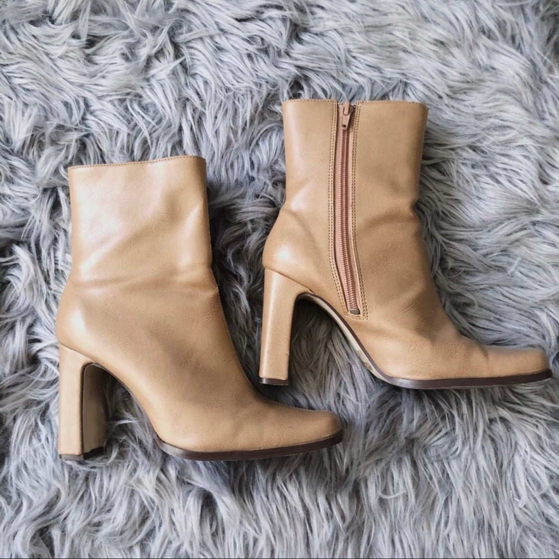 Thinking of You Tan Squared Ankle Boots