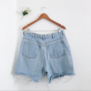 Lands End High Waisted Denim Distressed Shorts