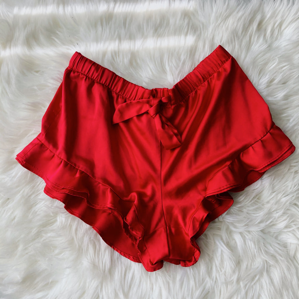 Victoria’s Secret Satin Red Holiday Ruffle Shorts