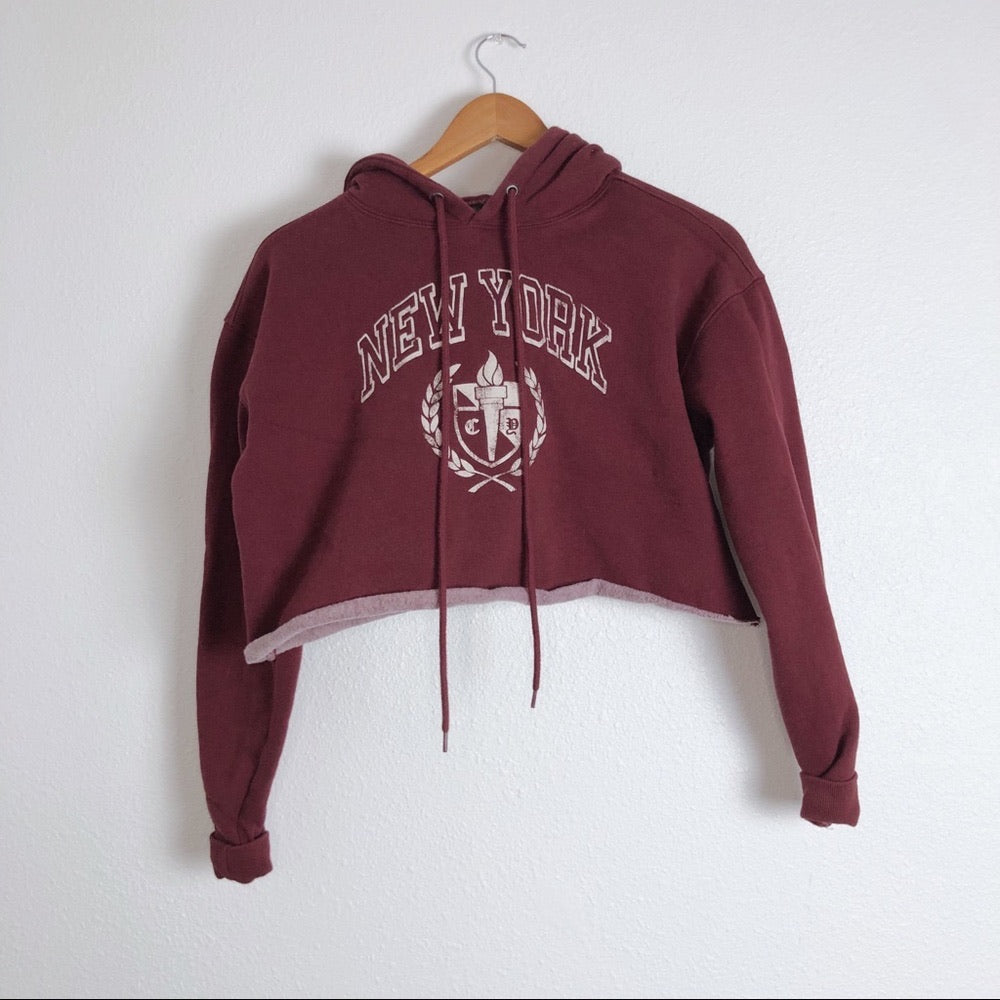 Super Soft Maroon Cropped Long Sleeve Hoodie