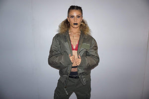 Vintage Army Green Bomber Jacket