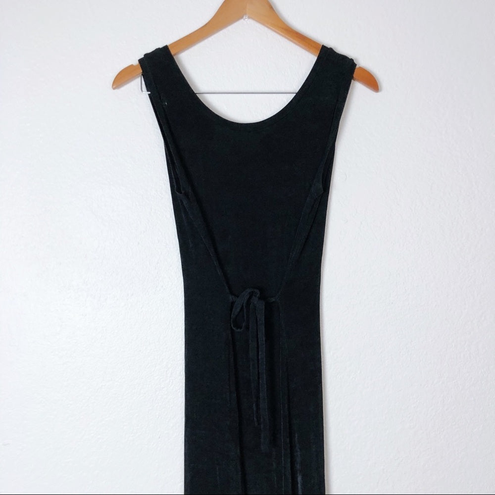 Vintage Mixed Blues Clothing Black Stretchy Maxi Dress