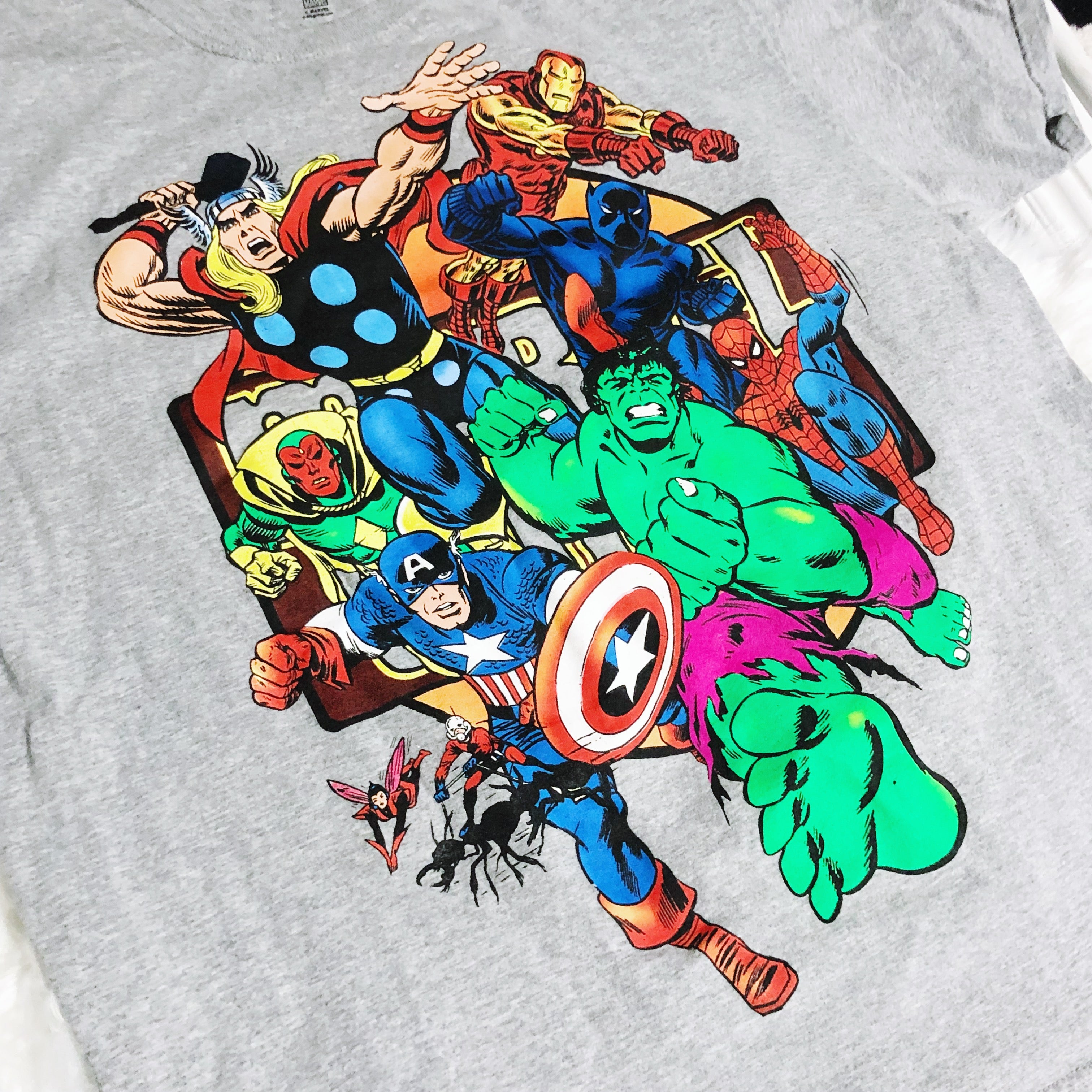 Retro Marvel Comics Gray Graphic T-Shirt