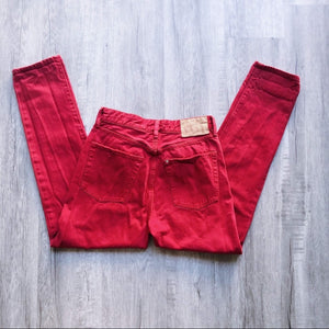 Red High Waist Vintage Fit Denim Pants