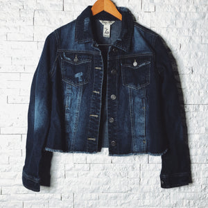 Dark Denim Button Up Cropped Jacket