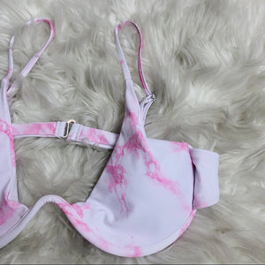 Pink Tye Dye Cupped Swimsuit Bralette Top