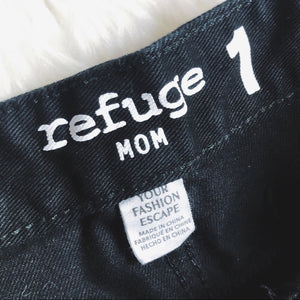 Refuge Black Distressed Denim Mom Pants