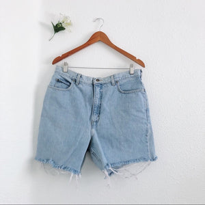 Lands End High Waisted Denim Distressed Shorts