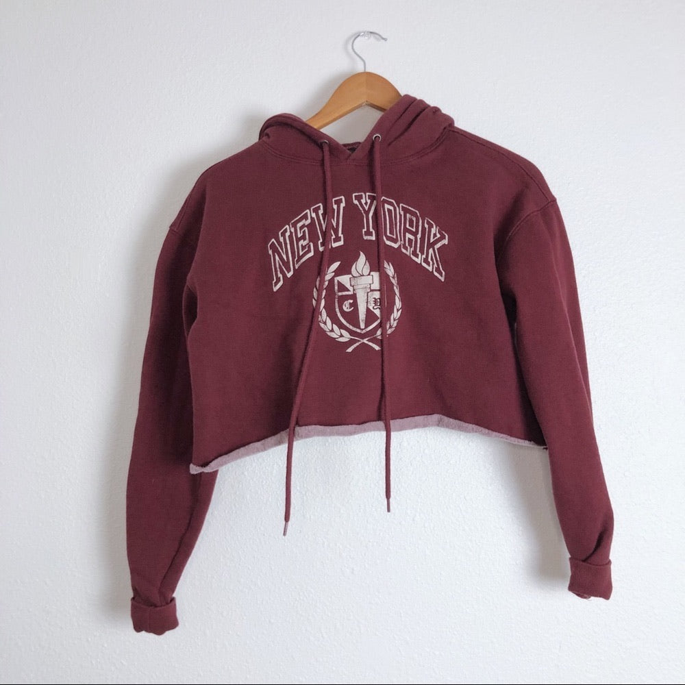 Super Soft Maroon Cropped Long Sleeve Hoodie