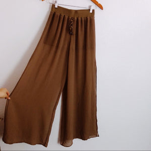 Loose Mesh Brown 2 Layered Pants with Shorts