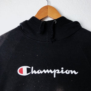 Custom Champion Acid Dripped Black & Brown Hoodie