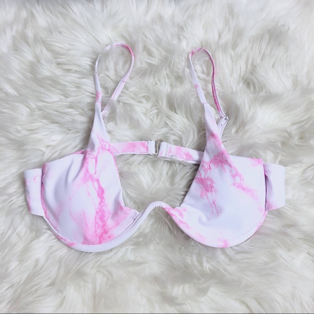 Pink Tye Dye Cupped Swimsuit Bralette Top