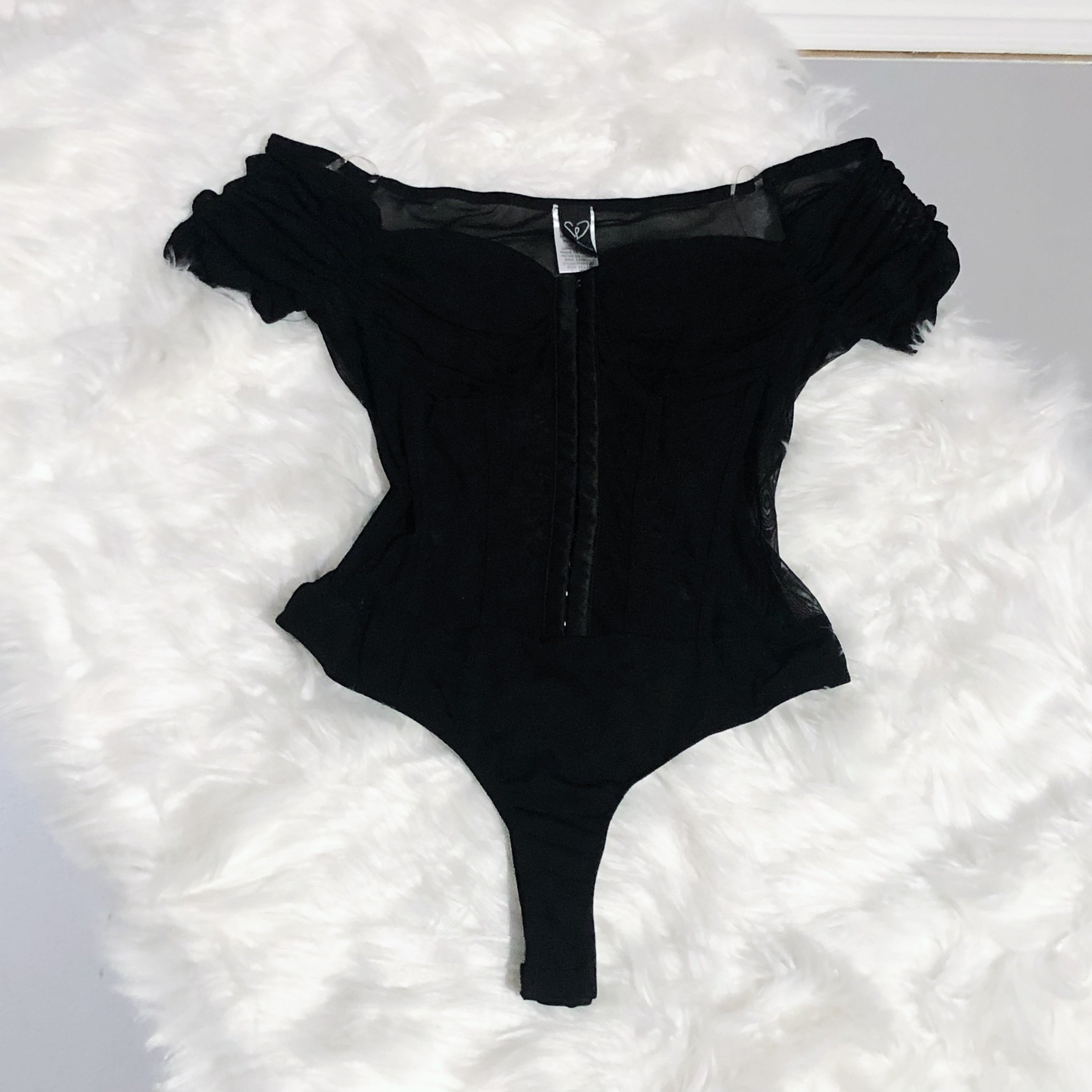 Black Windsor Slight Off Shoulder Bodysuit