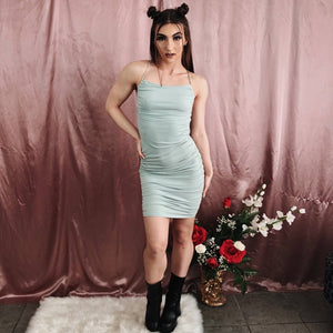 Cowl Neck Bodycon Mint Stretchy Dress