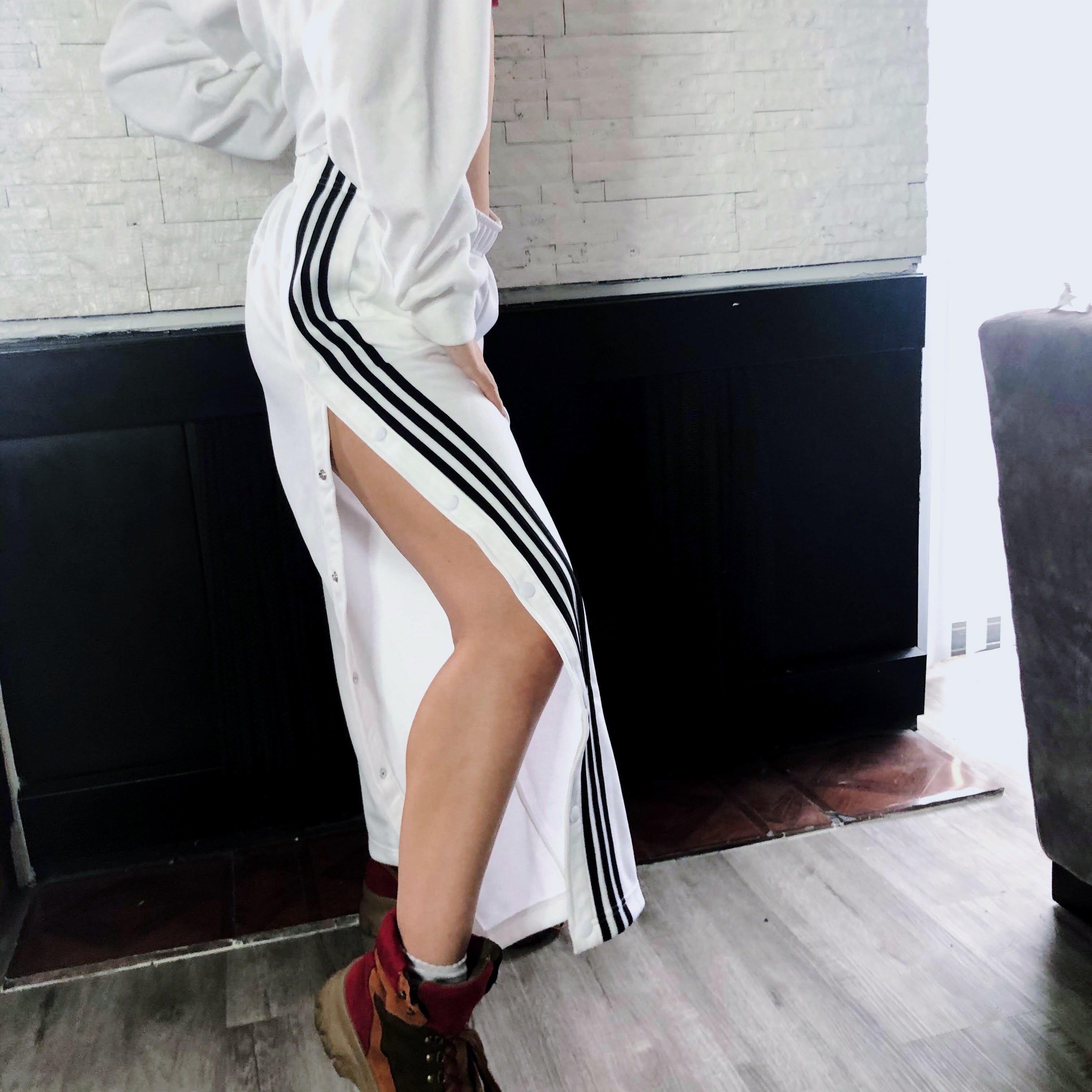 Adidas White Button Down Tricot Sweatpants