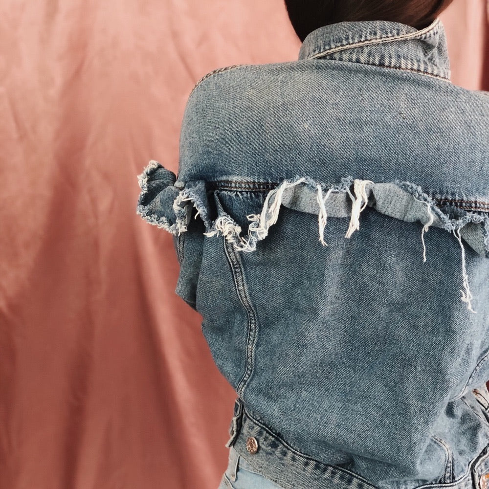 BDG Denim Distressed Button Up Jacket