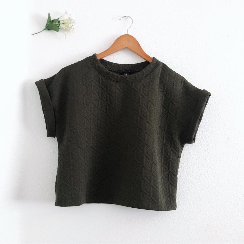 Dark Green Quilted Forever 21 Crop Top