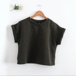 Dark Green Quilted Forever 21 Crop Top