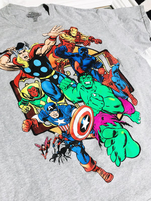 Retro Marvel Comics Gray Graphic T-Shirt