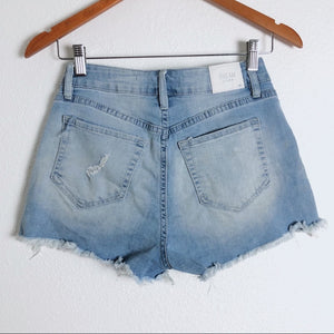 YMI Dream High Rise Blue Denim Distressed Shorts