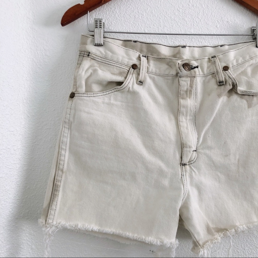 Bleached Acid Wash Tan Wrangler Shorts