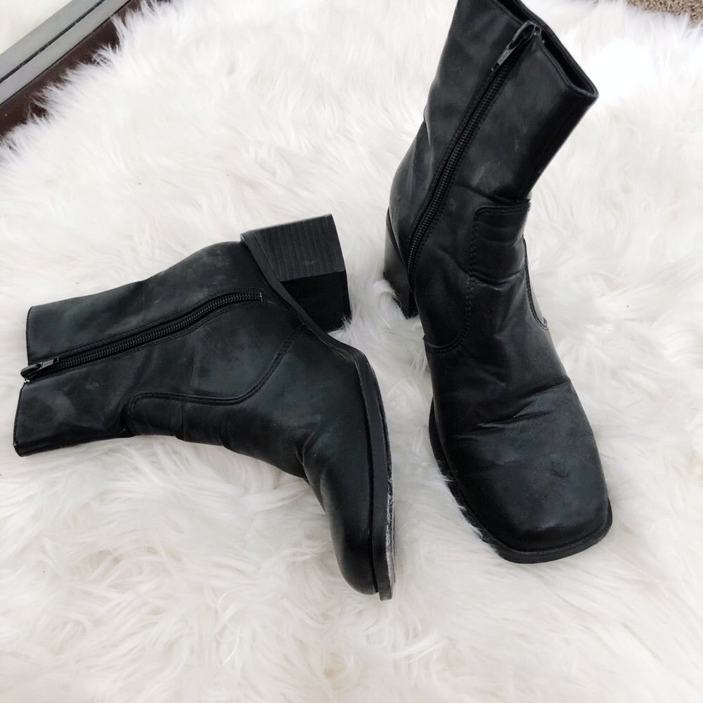 Always Hustling Black Ankle Square Chunky Heeled Boots